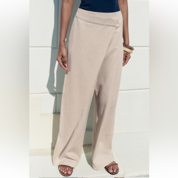 LINEN BLEND PAREO PANTS - Picture 5 of 14